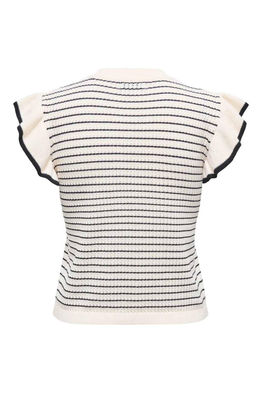 JDY - Jdycarice S/L Frill Pullover Knt - 4878909 Cloud Dancer W. Black Structure