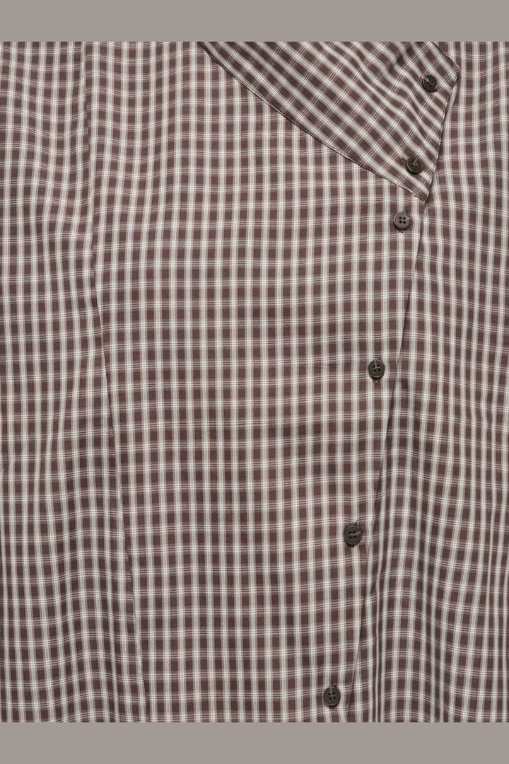 JDY - Jdydemi L/S Assymmetric Shirt - 5256602 Chocolate Torte Cloud Dancer And Light Brown