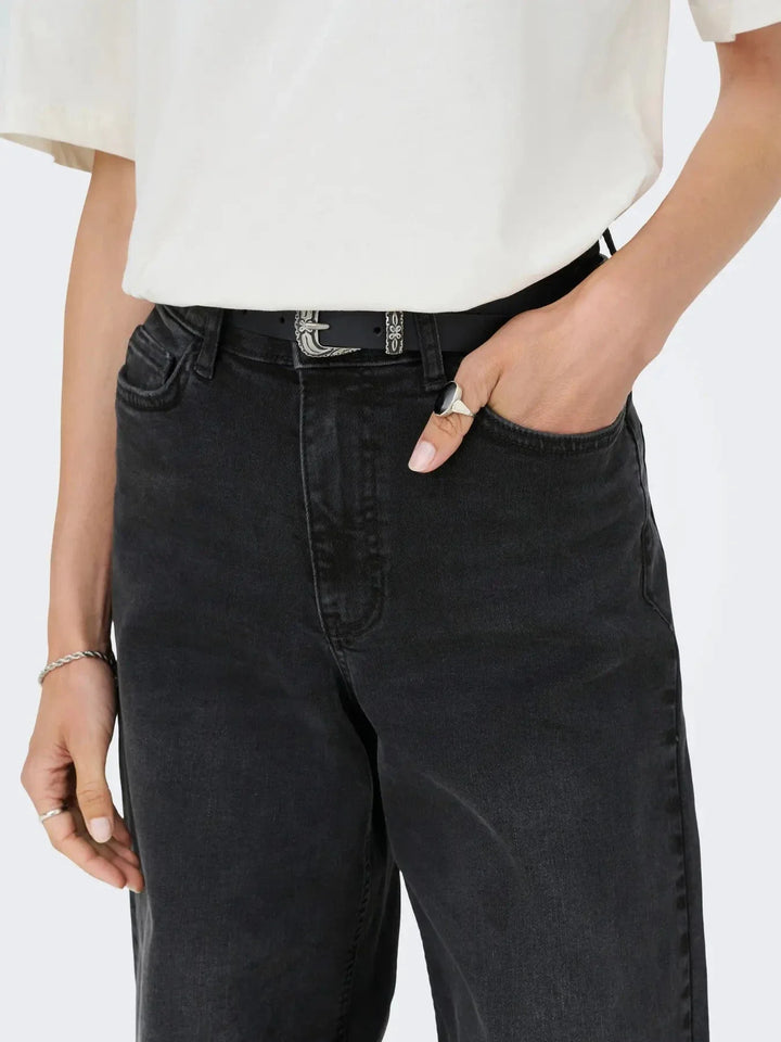 JDY - Jdyfelina-Fina Wide Blk Jeansdnm - 4775461 Black Denim Jeans 