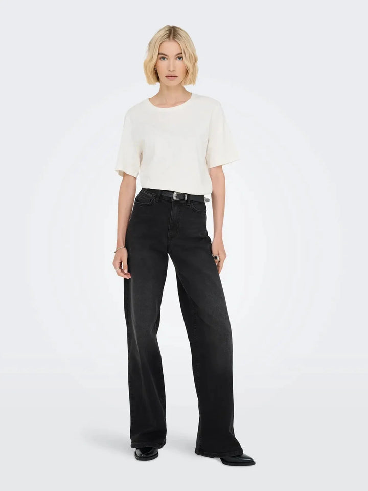 JDY - Jdyfelina-Fina Wide Blk Jeansdnm - 4775461 Black Denim Jeans 