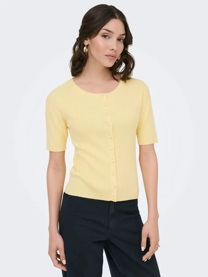 JDY - Jdygaby 2/4 O-Neck Pearl Cardigan Knt - 4968489 Double Cream Cardigans 