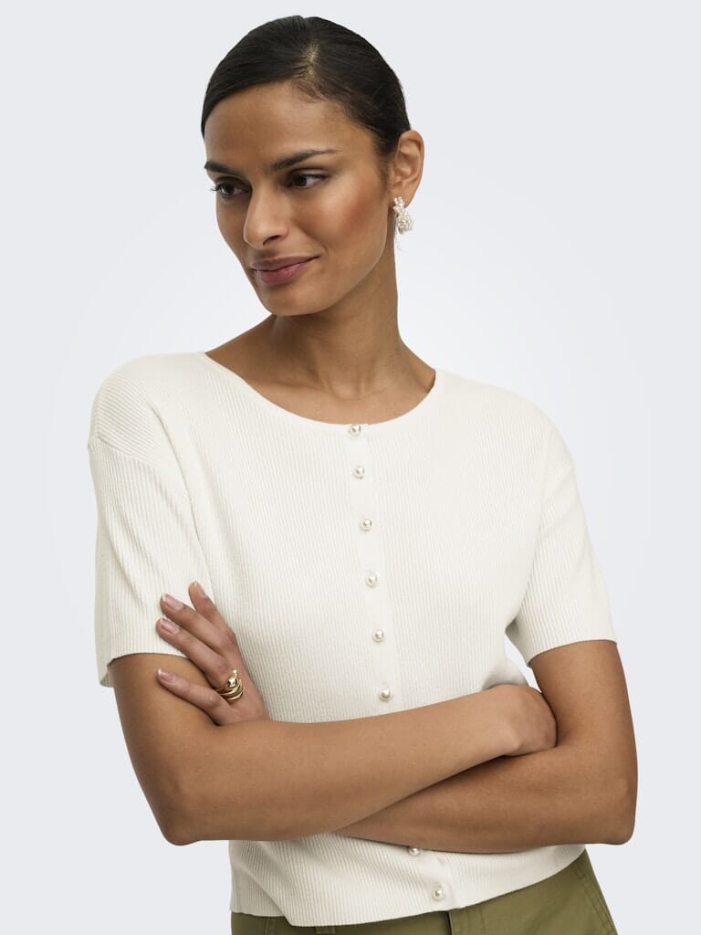 JDY - Jdygaby 2/4 O-Neck Pearl Cardigan Knt - 5049117 Cloud Dancer Cardigans 