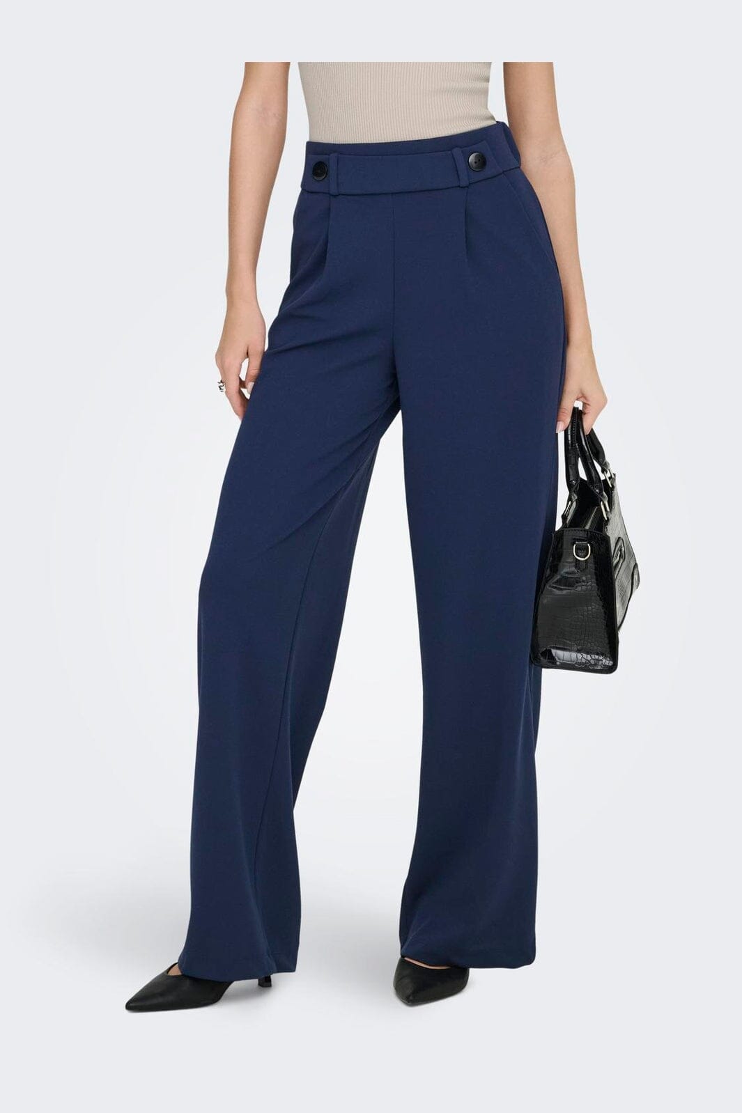 JDY - Jdygeggo Life New Long Pant - 3867052 Black Iris Black Buttons