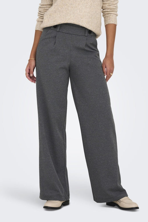 JDY - Jdygeggo New Long Pant - 4462244 Medium Grey Melange Black Buttons