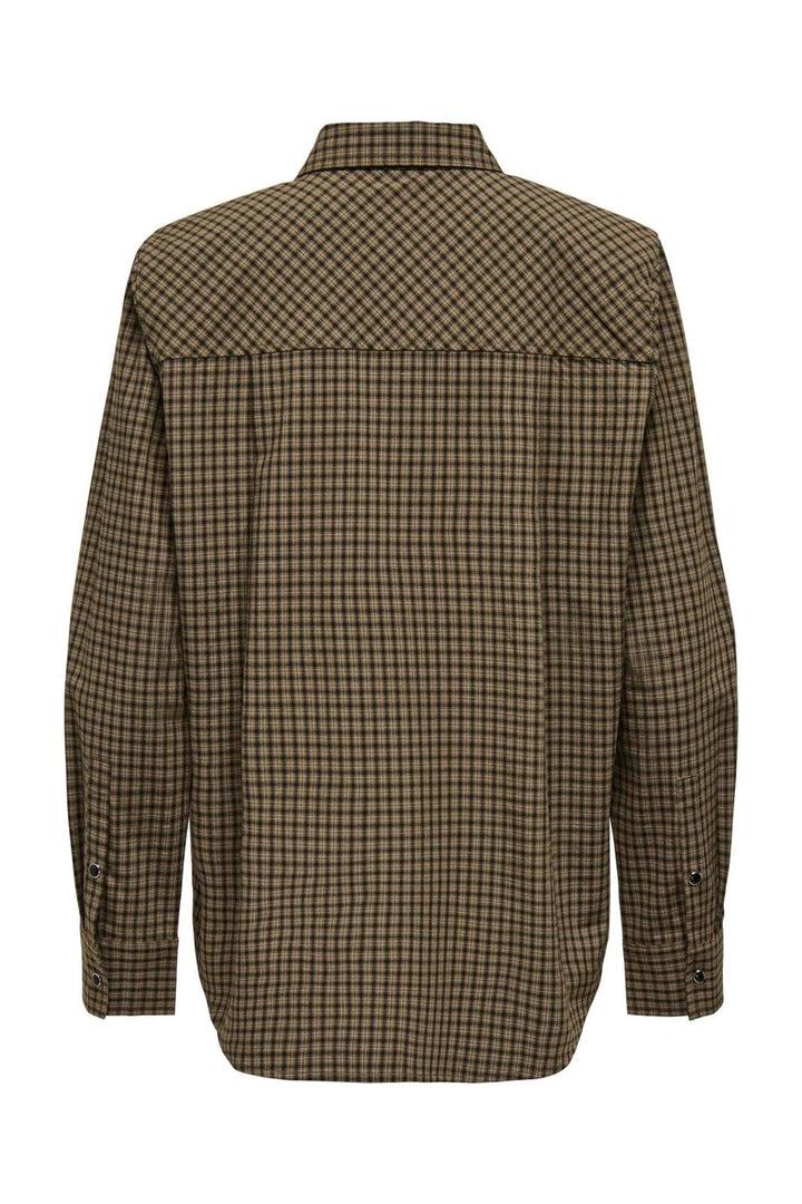 JDY - Jdylou L/S Shoulderpad Shirt - 5130715 Toasted Coconut Cloud Dancer & Black