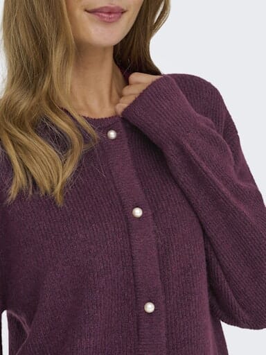 JDY - Jdylumi Life L/S Button Cardiga Knt - 4894733 Fig Melange Cardigans 
