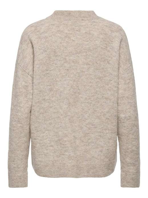 JDY - Jdyluna L/S O-Neck Pullover Knt - 4907506 Beige Melange Strikbluser 