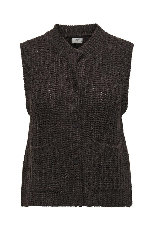 JDY - Jdymabel S/L O-Neck Button Vest Knt - 4876029 Chocolate Torte