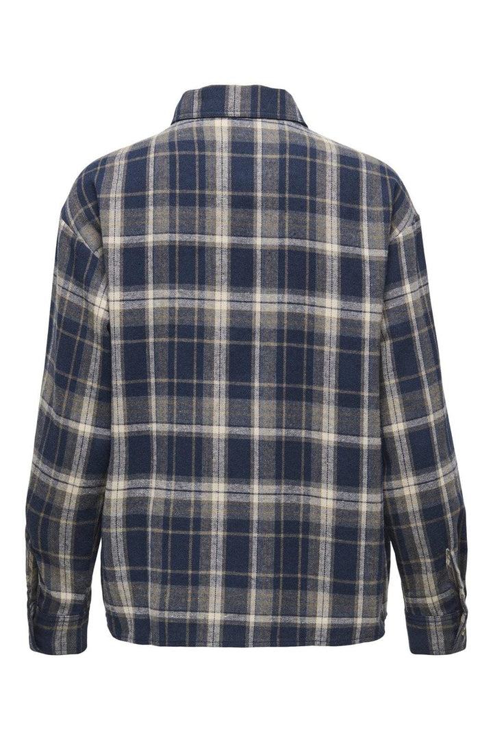 JDY - Jdymaddie L/S Loose Check Shirt - 4952890 Sky Captain Caribou & Pale Taupe