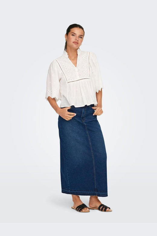 JDY - Jdymaya 2/4 Embroidery Top - 4689445 Cloud Dancer