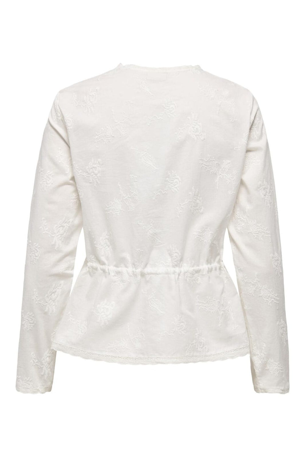 JDY - Jdymellie L/S Emb. String Shirt - 4974556 Cloud Dancer Embroidery