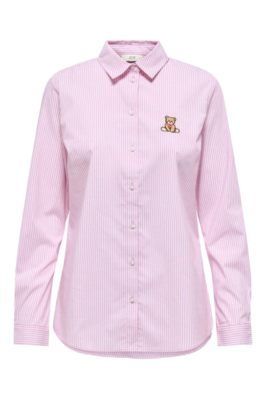 JDY - Jdymio L/S Embroidery Shirt - 4957239 Shocking Pink Small White - Teddy Embr