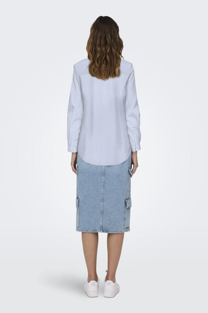 JDY - Jdymio L/S Embroidery Shirt - 4957240 Cashmere Blue Small White - Teddy Embr