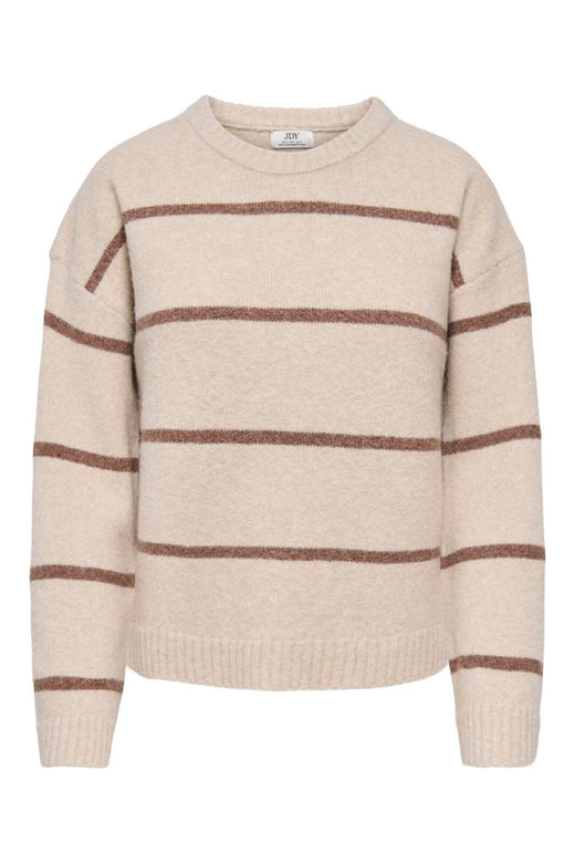 JDY - Jdyneel L/S O-Neck Stripe Pullover Knt - 5121137 Oatmeal Bison Wide Stripes