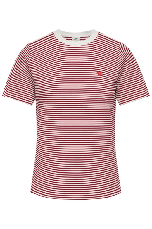 JDY - Jdypisa S/S Print Top - 4984885 Cloud Dancer Rhubarb Stripes And Bs Heart T-shirts 