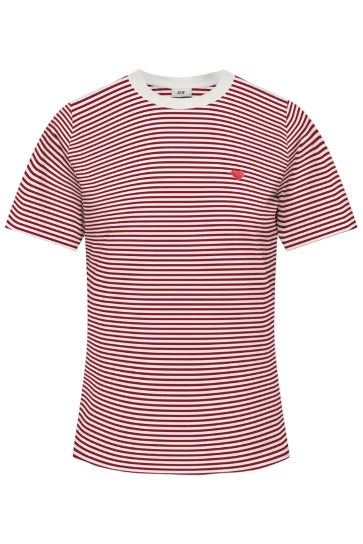 JDY - Jdypisa S/S Print Top - 4984885 Cloud Dancer Rhubarb Stripes And Bs Heart T-shirts 