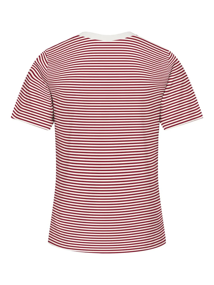 JDY - Jdypisa S/S Print Top - 4984885 Cloud Dancer Rhubarb Stripes And Bs Heart T-shirts 