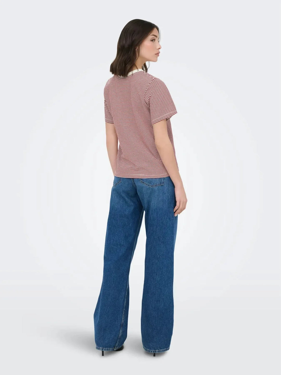 JDY - Jdypisa S/S Print Top - 4984885 Cloud Dancer Rhubarb Stripes And Bs Heart T-shirts 