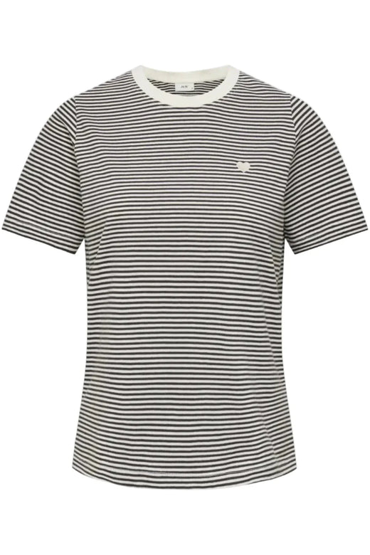 JDY - Jdypisa S/S Print Top - 4984887 Cloud Dancer Chicory Coffee Stripes And Pink Dogwood Heart T-shirts 