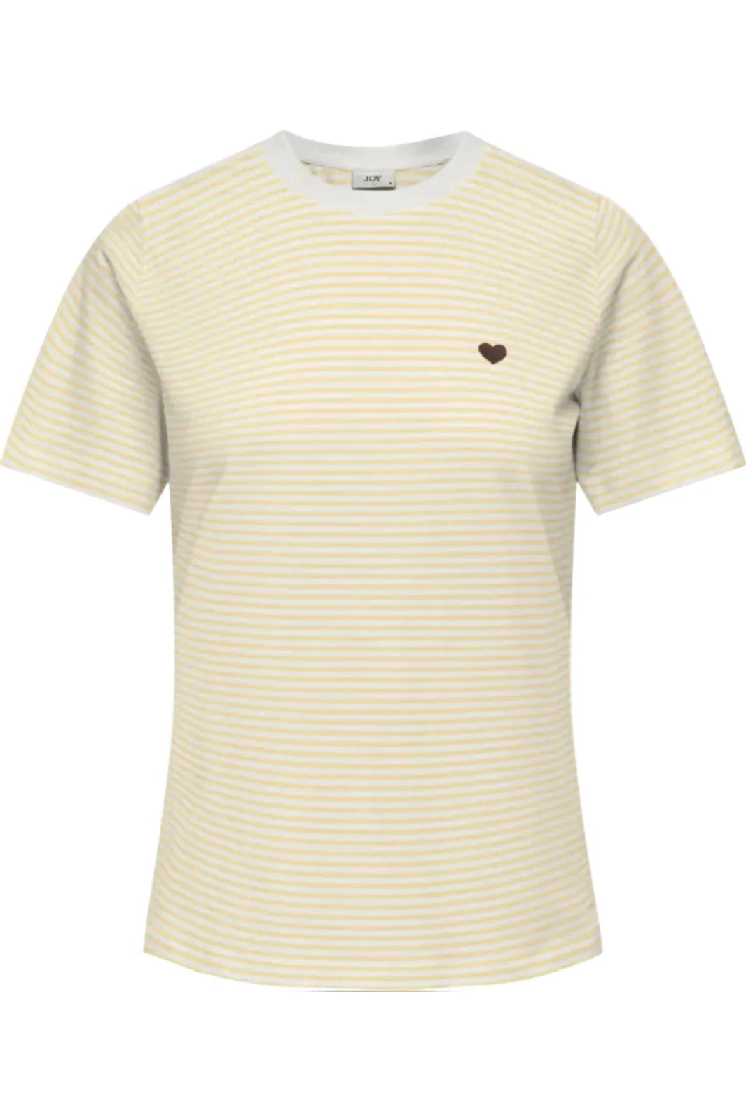 JDY - Jdypisa S/S Print Top - 5048773 Cloud Dancer Double Cream Stripes + Chicory Coffee Heart T-shirts 