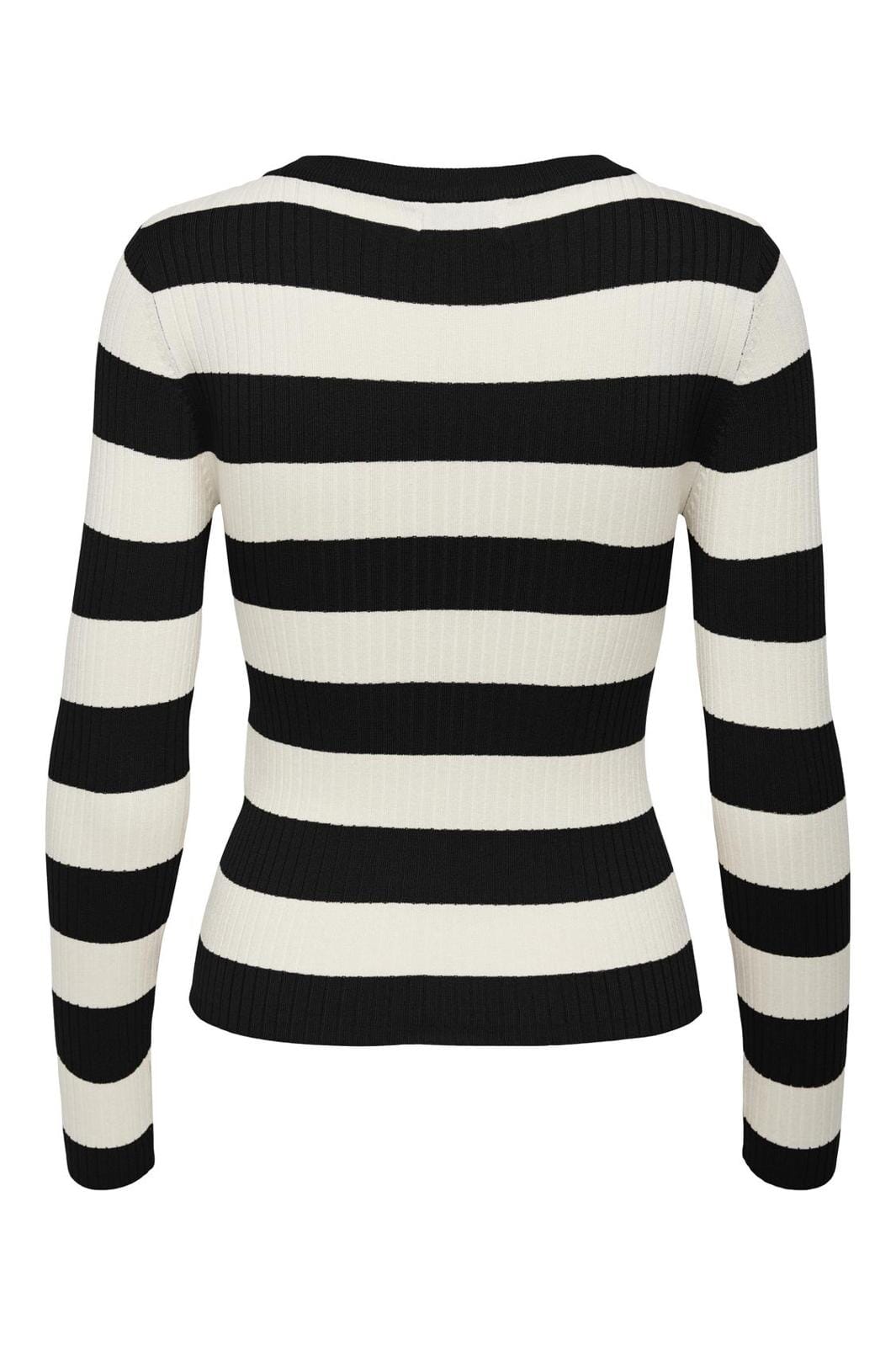 JDY - JDYplum L/S O-Neck Pullover Knt - 4149549 Black W Eggnog Stripes