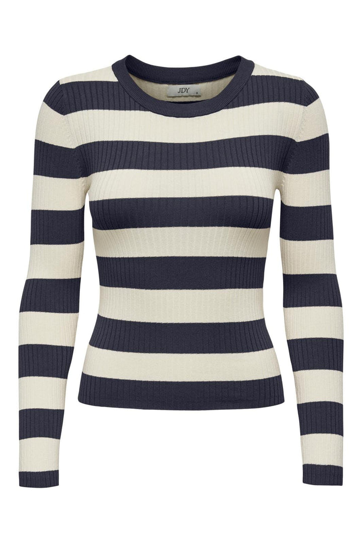 JDY - JDYplum L/S O-Neck Pullover Knt - 4338851 Sky Captain W Eggnog Stripes
