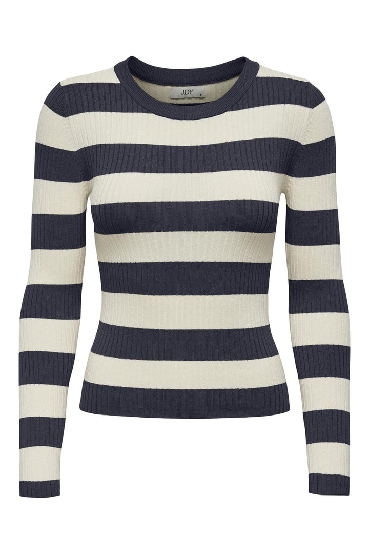 JDY - JDYplum L/S O-Neck Pullover Knt - 4338851 Sky Captain W Eggnog Stripes