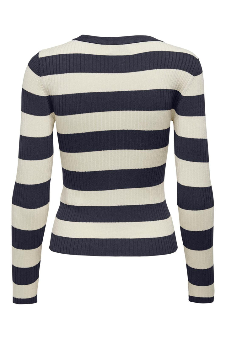 JDY - JDYplum L/S O-Neck Pullover Knt - 4338851 Sky Captain W Eggnog Stripes