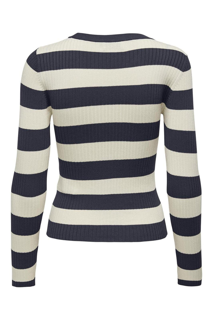JDY - JDYplum L/S O-Neck Pullover Knt - 4338851 Sky Captain W Eggnog Stripes