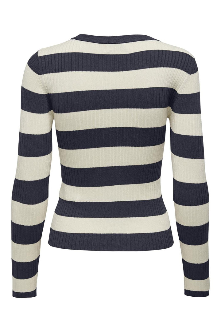 JDY - JDYplum L/S O-Neck Pullover Knt - 4338851 Sky Captain W Eggnog Stripes