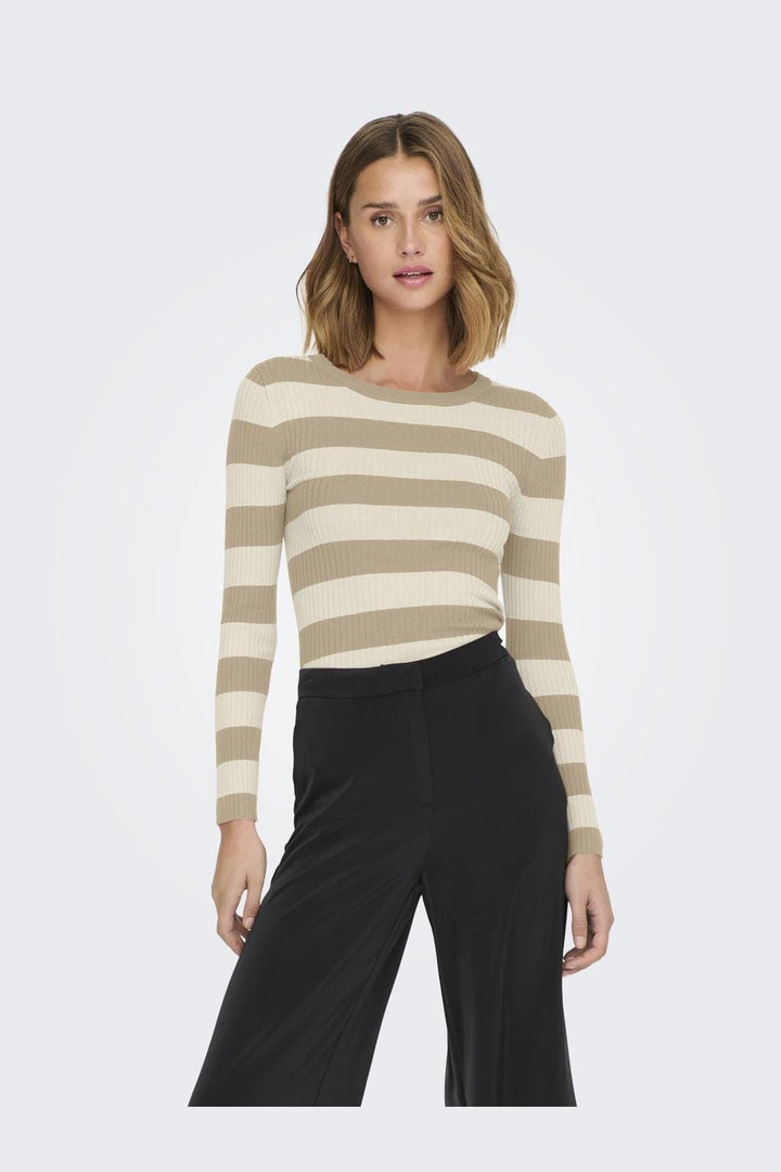 JDY - JDYplum L/S O-Neck Pullover Knt - 4512367 Humus Birch