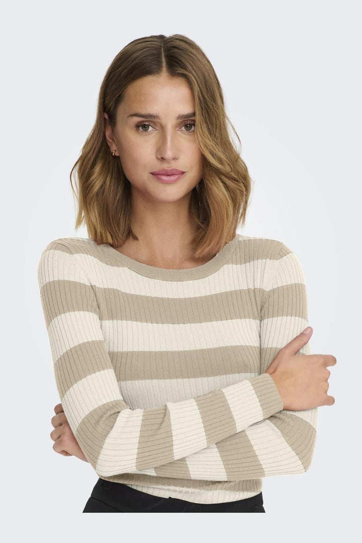 JDY - JDYplum L/S O-Neck Pullover Knt - 4512367 Humus Birch