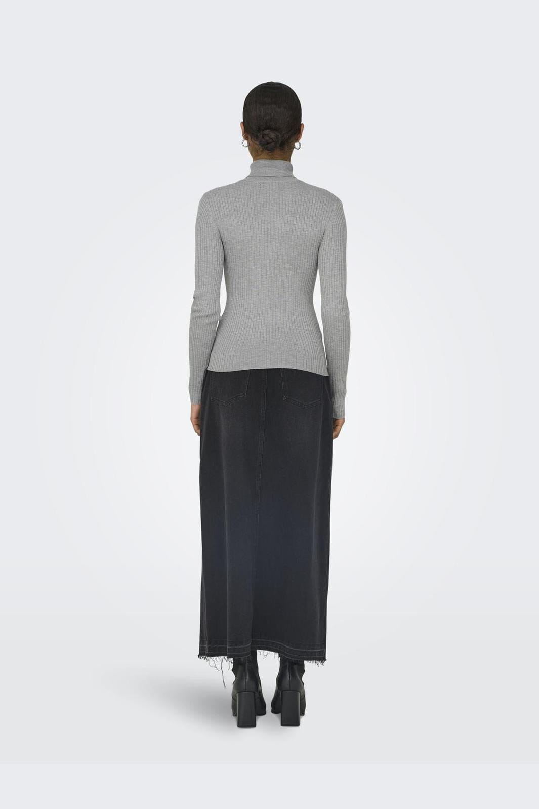 JDY - JDYplum L/S Roll Neck Pullover Knt - 4553399 Light Grey Melange