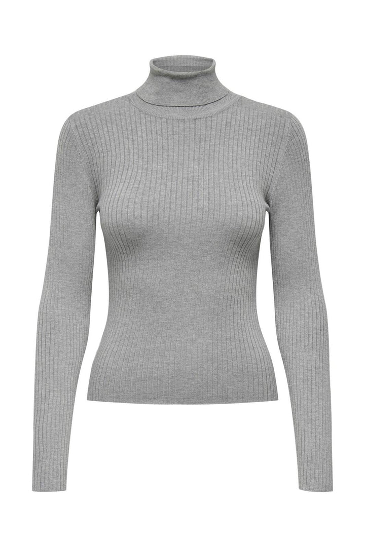 JDY - JDYplum L/S Roll Neck Pullover Knt - 4553399 Light Grey Melange