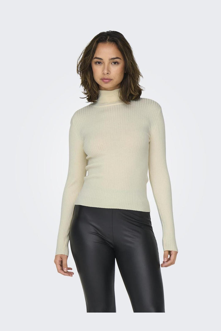 JDY - JDYplum L/S Roll Neck Pullover Knt - 4553400 Eggnog