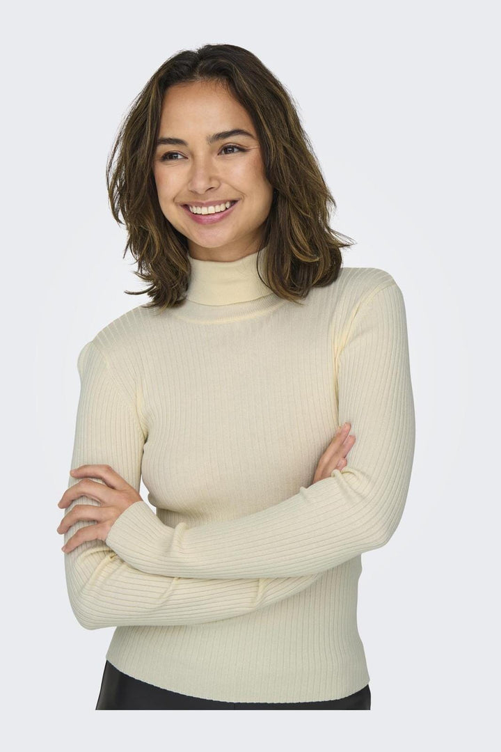 JDY - JDYplum L/S Roll Neck Pullover Knt - 4553400 Eggnog