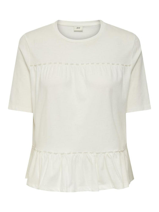 JDY - Jdypoula S/S Pearl Top - 4839989 Cloud Dancer Cd Pearls