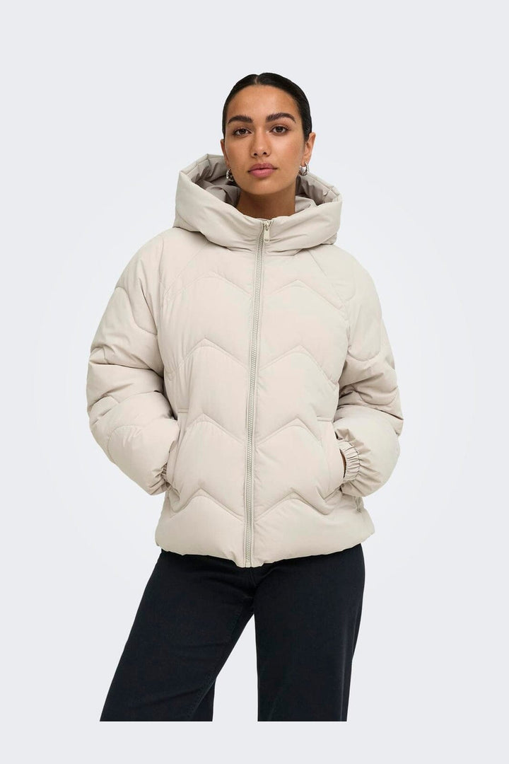 JDY - Jdypower Short Hood Puffer Hab - 5040844 Silver Lining