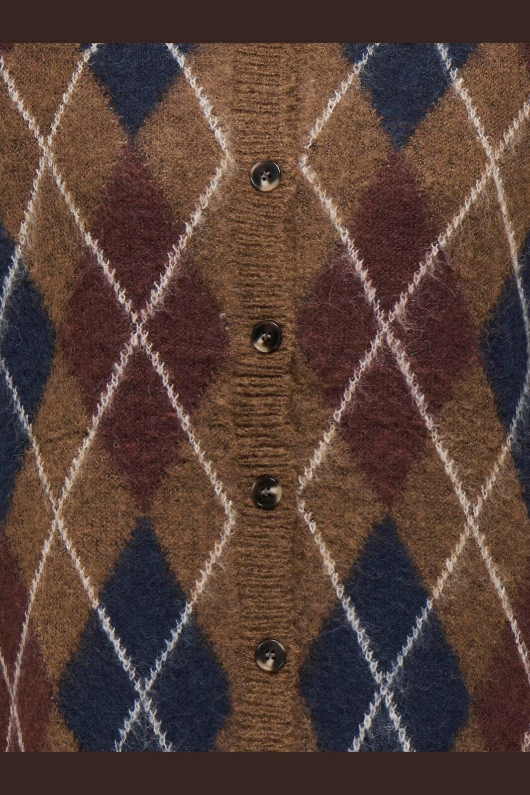 JDY - Jdyreese L/S Argyle Cardigan Knt - 5112639 Bison W. Rum Raisin/ Black Iris/ Oatmeal Argyle