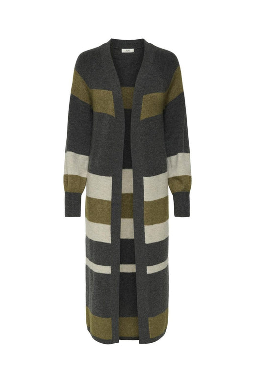 JDY - Jdyrue Life L/S Long Cardigan Knt - 4838634 Dark Grey Melange Kangaroo/Chateau Gray