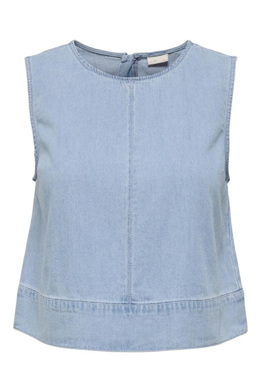 JDY - Jdysabrina Roundneck S/L Top 15351410 - 4787962 - Light Blue Denim