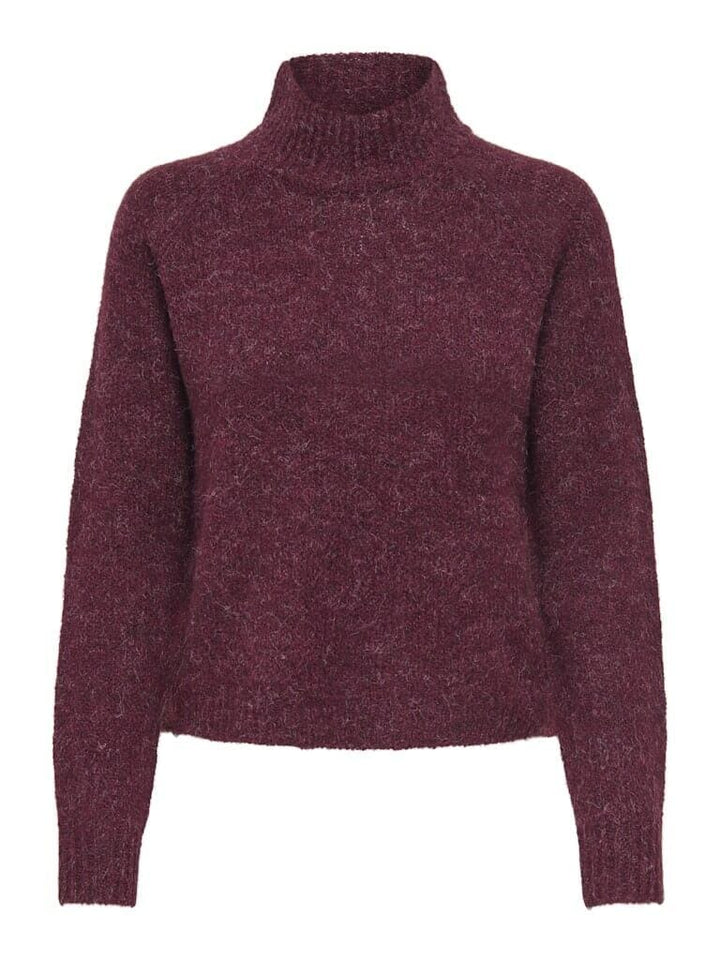 JDY - Jdyzoey Life L/S Hn Raglan Pul Knt - 4890258 Maroon Banner Melange Strikbluser 