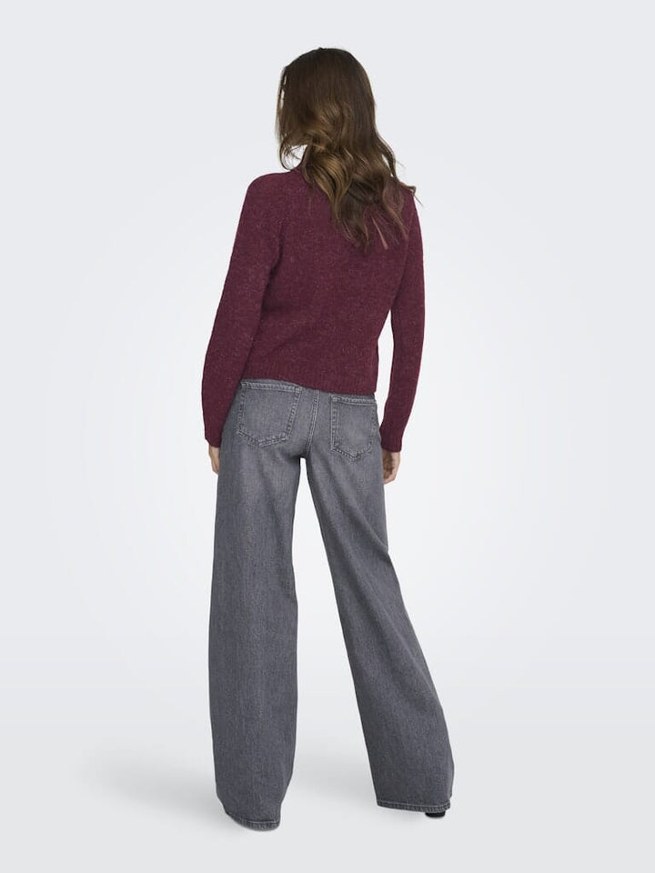 JDY - Jdyzoey Life L/S Hn Raglan Pul Knt - 4890258 Maroon Banner Melange Strikbluser 