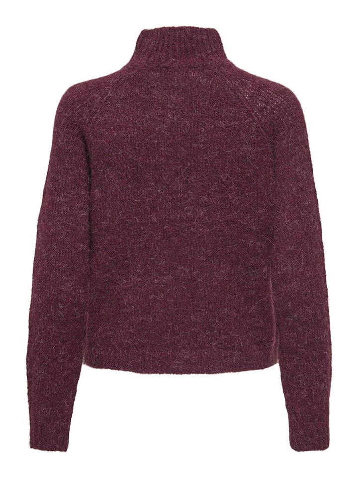 JDY - Jdyzoey Life L/S Hn Raglan Pul Knt - 4890258 Maroon Banner Melange Strikbluser 