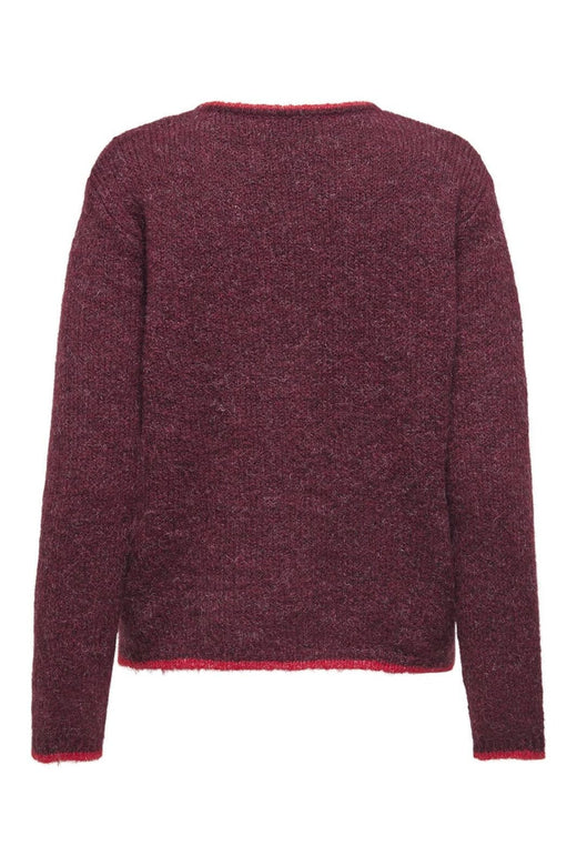 JDY - Jdyzoey Life L/S O-Neck Cardigan Knt - 4838098 Maroon Banner W. Salsa Binder