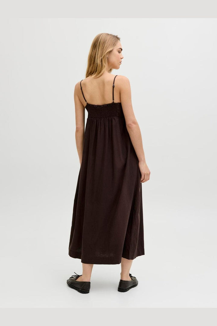 Jjxx - Jxalmira Linen Blend Long Dress - 4906548 Seal Brown