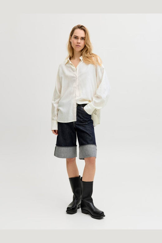 Jjxx - Jxalmira Linen Blend Ls Shirt Ln - 4906558 Blanc De Blanc