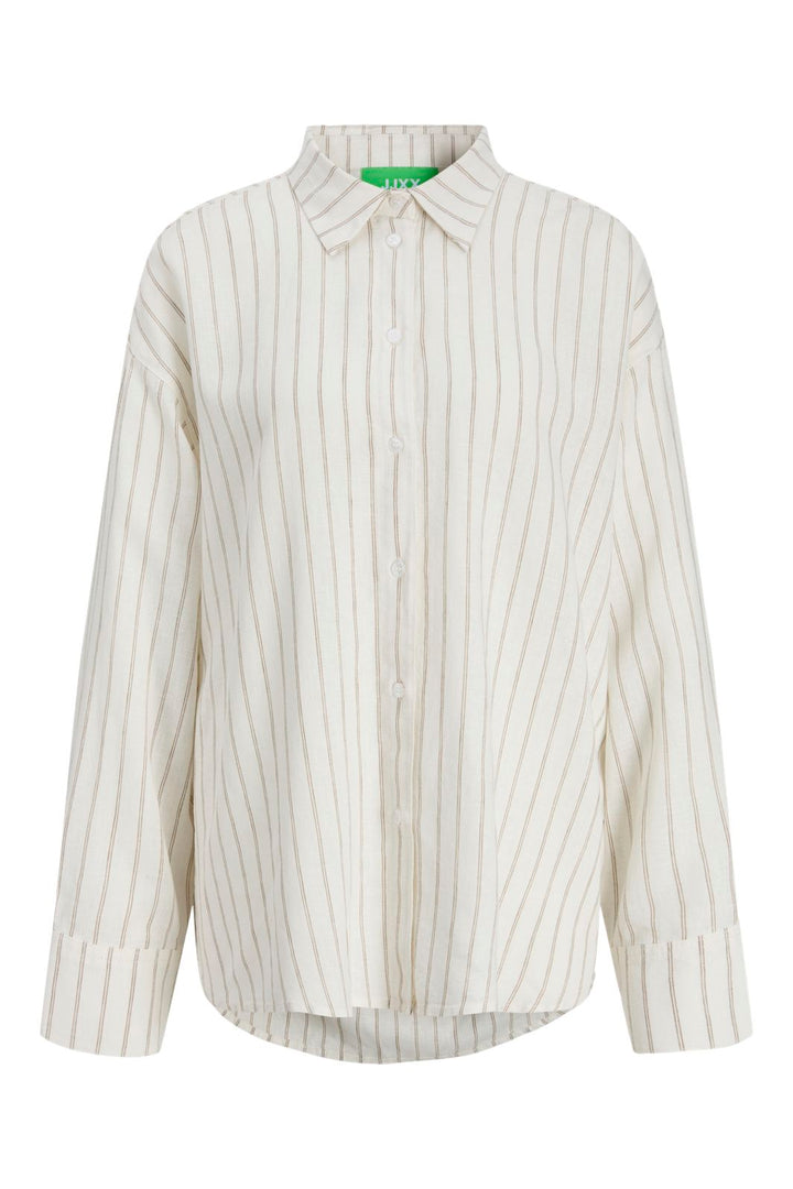 Jjxx - Jxalmira Linen Blend Ls Shirt Ln - 4919737 Blanc De Blanc Silver Mink