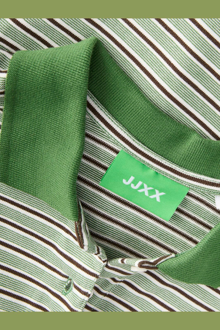 Jjxx - Jxella Ls Stripe Polo - 5126324 Cloud Dancer Artichoke Green