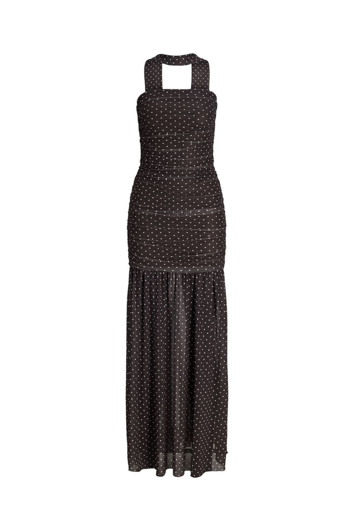 Jjxx - Jxelvira Mesh Sl Scarf Dress - 4954827 Seal Brown Dot